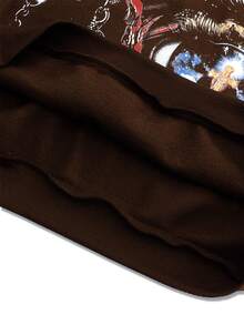 ROMWE MEN Street Life Áo nỉ có mũ nam, phong cách đường phố thường ngày, áo hoodie ngắn in hình đồ họa American Eye phổ biến, thích hợp cho mùa Thu/Đông. - Cà phê nâu - Xem 6