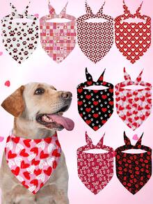 PETSIN Valentine's Day Dog Bandanas Pet Bibs With Love Letter Prints - Multicolor - View 1
