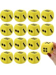 Large 3.8-8cm Foam Dice, Perfect For Party Games, Birthdays, Halloween, And Christmas (Yellow). - Yellow - View 1