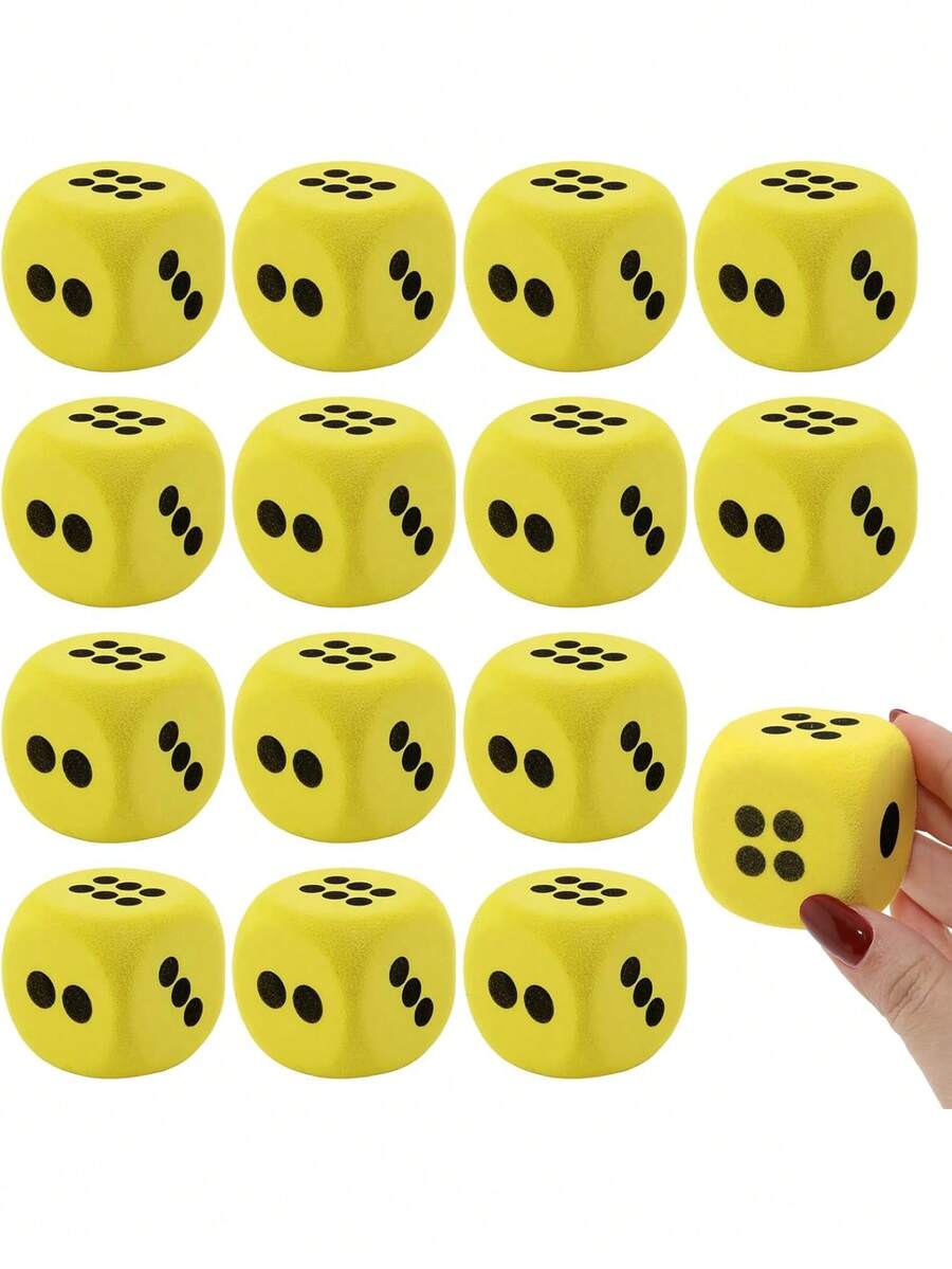 Large 3.8-8cm Foam Dice, Perfect For Party Games, Birthdays, Halloween, And Christmas (Yellow). - Yellow - View 1