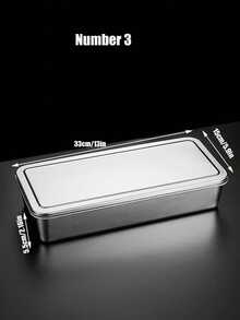 Madebyblanc 1pc/2pcs A Stainless Steel Square Flat Plate With A Lid, Suitable For Tiramisu, Baking And Serving Dishes - Multicolor - View 12