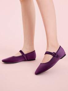 CUCCOO DOLLMOD Giày bệt nữ màu đỏ dễ thương, kiểu dáng tối giản, thoải mái cho mặc hàng ngày. - Màu tím nho - Xem 4