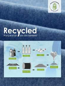 EMERY ROSE Große Größen einfarbige Denim Jacke mit Knöpfen vorne, ärmellos, Lässig - Blau - Übersicht 8