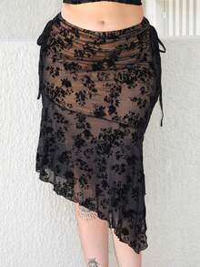 Arliah Falda asimétrica de mujer, falda con lazo, falda de mujer para otoño e invierno, fiesta de bienvenida, pantalones renacentistas, falda para invitada a boda de otoño, fiesta, estilo de dinero antiguo, elegante, falda de trabajo de oficina para mujer, brunch, vuelta al colegio, casual de negocios para mujer, básica, profesora, linda, años 90, gótica, moda coreana, feria renacentista, faldas largas