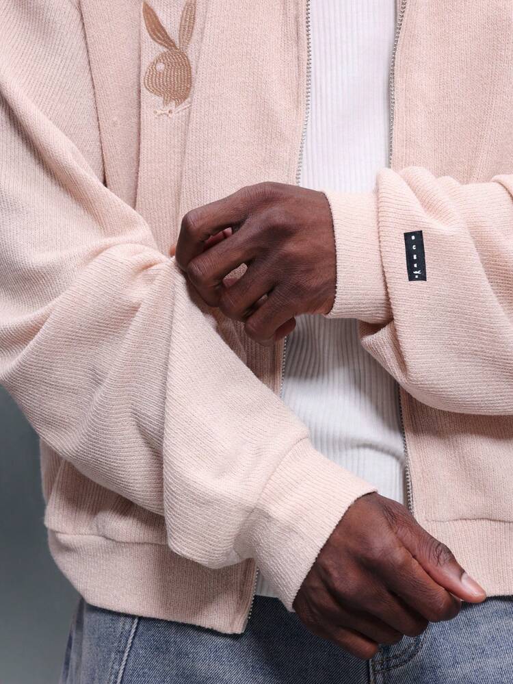 PLAYBOY X SUMWON Bluza dresowa z półgolfem, ściągaczem i suwakiem, z haftowanym logo