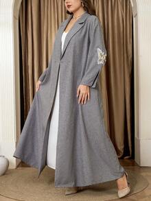 Al Najma Plus Size Women's Sequin Butterfly Decor Arabic Abaya - Olive Green - View 3