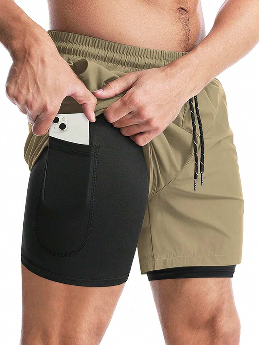Gym Rark Quần short thể thao nam dáng casual, có dây rút ở eo và túi. - Màu Khaki - Xem 1