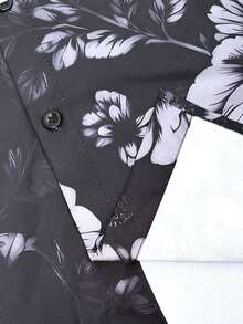 Manfinity Swimmode Floral Print Button Front Short Sleeve Shirt And Shorts Beach Outfit - Multicolor - View 6