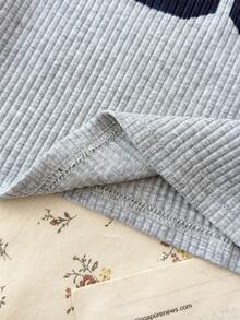 Tween Girls Floral Grey Camisole Knit Cropped Numeric Print Tank Top - Grey - View 6