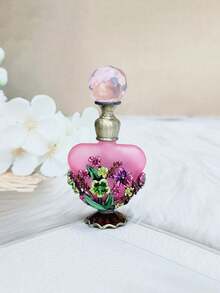 1pc Vintage-Inspired 5ml Heart-Shaped Glass Perfume Bottle - Refillable Essential Oil & Fragrance Holder, PVC-Free, Hand Wash Only,Handmade - Multicolor - View 8