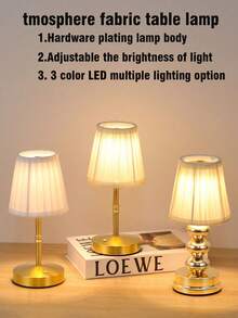 1 Peça Lâmpada de Mesa de Tecido LED Recarregável por USB, Bateria Recarregável Embutida com Longa Duração, 3 Modos de Temperatura de Cor Toque Dimmer, Lâmpada de Mesa Portátil para Área Externa Pátio Jardim, Quarto Sala de Estar Sala de Jantar Interna, Luminária Portátil para Camping - Multicolor - Visão 2