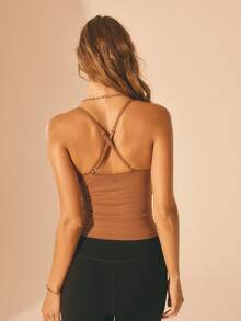 Aralina Leisurewear V Neck Cross Back Detail Tank Active Workout Top