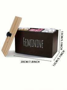 1pc Rustic Farmhouse Wooden Tampon Storage Box With Lid - Versatile Bathroom Organizer For Feminine Products, Home Decor Accessory Tampon Storage For Bathroom Small Bathroom Storage Cabinet - Multicolor - View 3