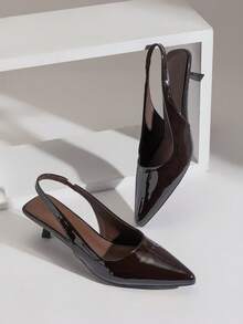 SHUZIA Women's Elegant Sexy Point Toe Kitten Heel Slingback Pumps - Chocolate Brown - View 6