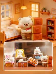 POKOJA LAND 1/6PCS 新款小熊甜点盲盒树脂工艺品桌面摆件可爱宠物收藏人偶，适用于家居办公室装饰，节日礼物收藏 - 彩色 - 查看 5