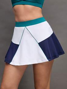 Activina 女士休闲撞色高尔夫运动裙裤 - 藏蓝色 - 查看 6