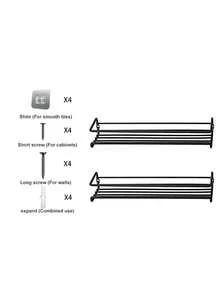 1/2/3 PCS Black Spice Rack Wall Mounted Screw Or Adhesive No Drill Kitchen Organizer Shelf Cabinet Storage Space Saver Home Decluttering Solution Housewarming Gift For New Home Kitchen Upgrade Organization Essential Practical Gift For Her - Black Flat Iron - View 5