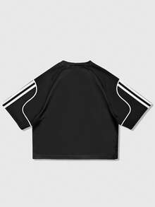 ROMWE MEN Street Life Men's Geometric Embroidery Round Neck Casual Loose T-Shirt - Multicolor - View 2