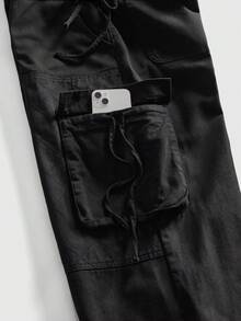 ROMWE MEN Street Life Spring Casual Men'S Loose Fit Patchwork Pocket Cargo Jeans - Khaki - View 6