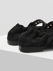 Mnmlis Mocassins femininos casuais de bico fino - Preto - Ver 7