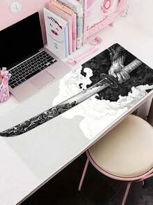 1pc Extra Large Samurai Sword Non-Slip Mouse Pad, Washable Gaming Desk Mat, Big Size Keyboard Pad, Gift Mouse Pad, Desk Protector, Study Pad, Multiple Sizes Available, Laptop Pad Back To School Gaming Mouse Pad Desk Accessories Office Supplies Office Office Desk Accessories Mousepad Mouse Pad For Desk - Katana - View 5