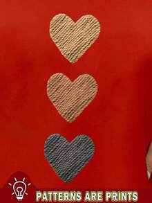 EMERY ROSE Camiseta de manga larga con cuello en V y estampado de corazón, talla grande, color rojo - Rojo - Ver 6