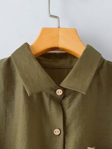 SHEIN Franclia Franclia Women's Fashionable, Elegant And Lightweight Linen Dress - Green - View 3
