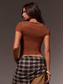 Athîral ملابس علوية كاجوال للنساء بتصميم الزنبرك - بني - مشاهدة 2