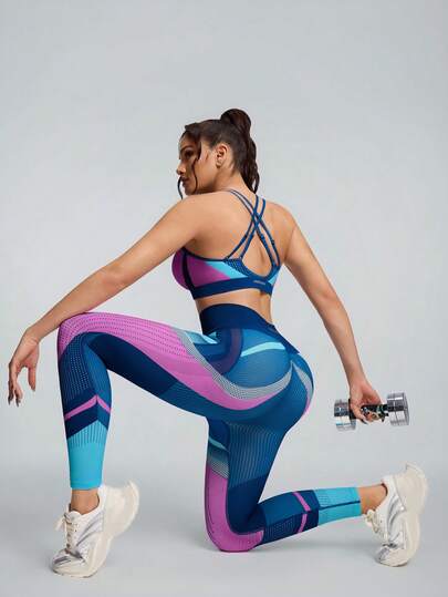 Innovista Seamless Women Abstract  Gradient Print Sport Set Removable Cups Mesh Ventilation High-Waisted Leggings & Crop Top For Outdoor Yoga Indoor Cycling Boxing Running Commute Peloton Australian Open   Fitness Glow Up January Gym Motivation Valentine Essentials Active Lifestyle Wear Gym Women Sets Sports Women Sets Damen Seamless Set Blau Ropa Deportiva Mujer Conjunto Azul Sin Costuras Con Copa Desmontable Conjunto Esportivo Feminino Azul Academia Corrida Diário Light Blue Pink