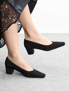 CUCCOO BIZCHIC Giày cao gót mũi vuông thời trang dành cho nữ, thích hợp đi lại hàng ngày. - màu đen - Xem 7