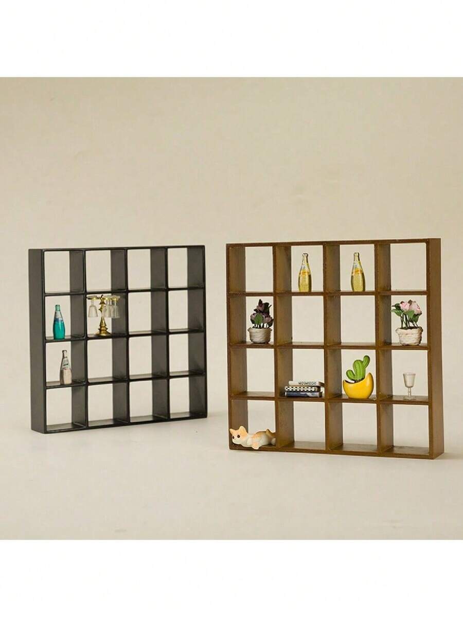 Rak Display 1/4 Bagian, Rak Penyimpanan Furnitur Mini 16 Grid - Model Saku Rumah Portabel, Dilengkapi dengan Lemari Display Elegan, Dapat Meningkatkan Pesona Koleksi Anda, Rak Buku, Braket Dinding, Dekorasi Pemandangan Rumah Mini - MultiWarna - View 1