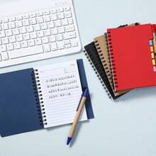 Slanted Colored Card Pen Design Notepad, Comes With A Pen, 100G Paper, Spiral-Bound Sticky Notes, Premium Notebook, Perfect Gift! School Supplies, Back-To-School Essential - Multicolor - View 3