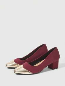 Sleekvia Women's Pointed Toe Buckle Design Fashionable High Heels, Versatile For Daily Wear - Burgundy - View 10