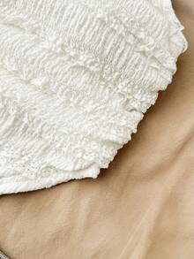 Tween Girls Textured Knit Asymmetric Hem Camisole Tank Top, Fitted Lace Trim Cami For Vacation, Afternoon Tea, Beach - White - View 5