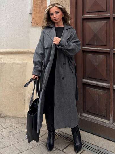 Jeta Ari 女式缺口领双排扣大衣