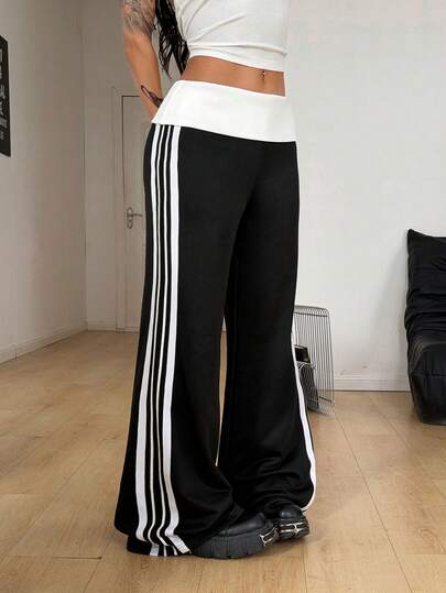 Coolane Women's Spring/Summer Festival Renaissance Fair Streetwear Casual Sport Daily Wear Homecoming  Y2K Stretchy Banded Texture Decoration Black Straight Leg Pants