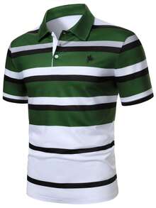 Manfinity Bizformal Camisa polo de manga corta a rayas para hombre