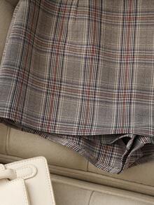 Franclia Quần short nữ kẻ caro có thắt lưng, thanh lịch và thời trang. - Màu Khaki - Xem 4