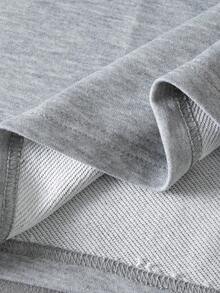 PAVTROS Áo thun nam cổ tròn tay ngắn in chữ kèm quần short cạp rút, trang phục thường ngày - Xám - Xem 6