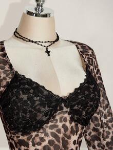 SHEIN ICON Bộ áo và chân váy in họa tiết da báo dành cho nữ cỡ lớn. - Nhiều màu - Xem 6