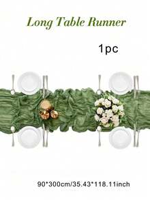 1pc Green Crinkle Cheese Cloth Table Cloth For Wedding, Bride, Birthday Party Rectangular And Round Dining Table Decor Back To School Valentine Day - Green - View 7