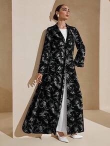 Graceveil 休闲印花宽松喇叭长袖女士阿拉伯长袍 - 黑色 - 查看 7