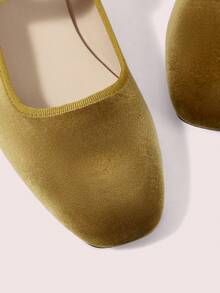 Zapatos Mary Jane Planos Azul Marino de Gamuza, Zapato Punta Redonda con Tira y Broche Decorativo para Oficina, Citas y Salidas Casual Moda Mujer - Verde - Ver 7