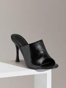 SHUZIA Giày sandal cao gót mũi nhọn kiểu dáng tối giản thanh lịch dành cho nữ. - màu đen - Xem 5