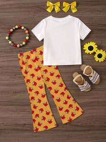 2pcs Tween Girls' Casual Cartoon Print Short Sleeve Top And Pants Set, Suitable For Summer - Multicolor - View 4