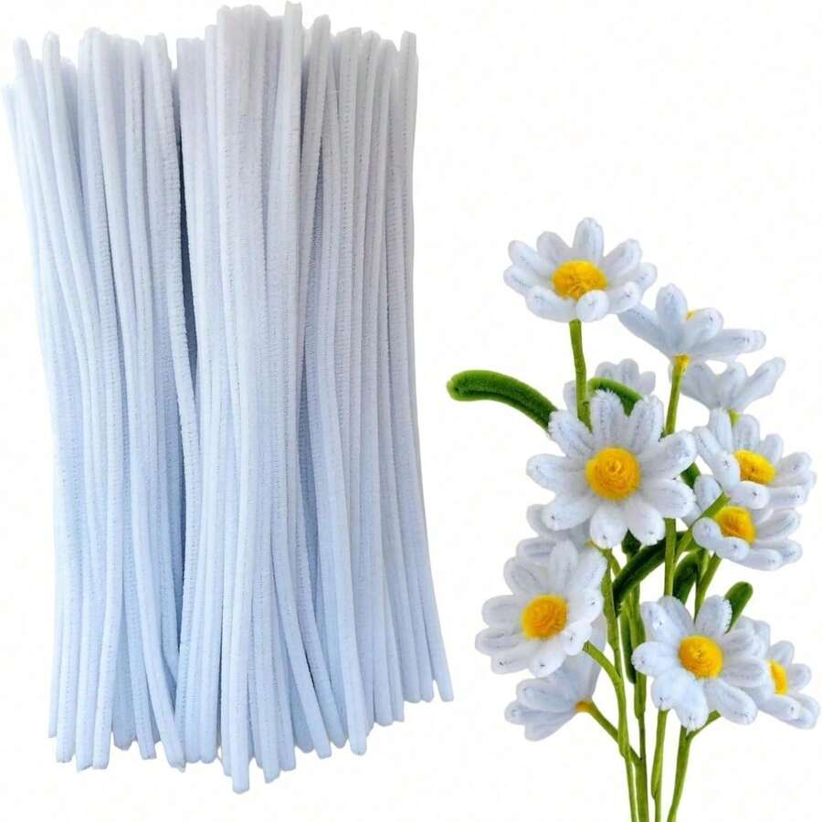 Ống làm sạch, 100/200/300 cái Ống làm sạch màu trắng Thân bông nhung, 6mm * 11,8 inch, Ống làm sạch thân bông nhung, Đồ thủ công làm sạch ống, Dành cho ống làm sạch Vật dụng thủ công DIY Nghệ thuật & Thủ công Trang trí