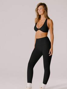 Aralina Leisurewear Active 粉彩粉色高腰提臀运动紧身裤 - 黑色 - 查看 8