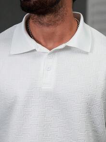 ARLO REED 男士加大码白色纹理短袖Polo衫 - 白色 - 查看 3
