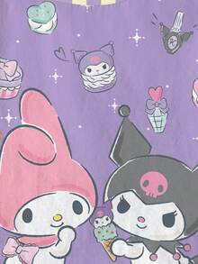 HELLO KITTY AND FRIENDS | SHEIN 女童可爱卡通图案圆领短袖T恤，夏季 - 白色 - 查看 4