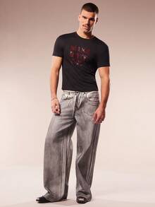 FeverCity Men's Casual Hip-Hop Rhinestone Embellished Short Sleeve T-Shirt - Black - View 7